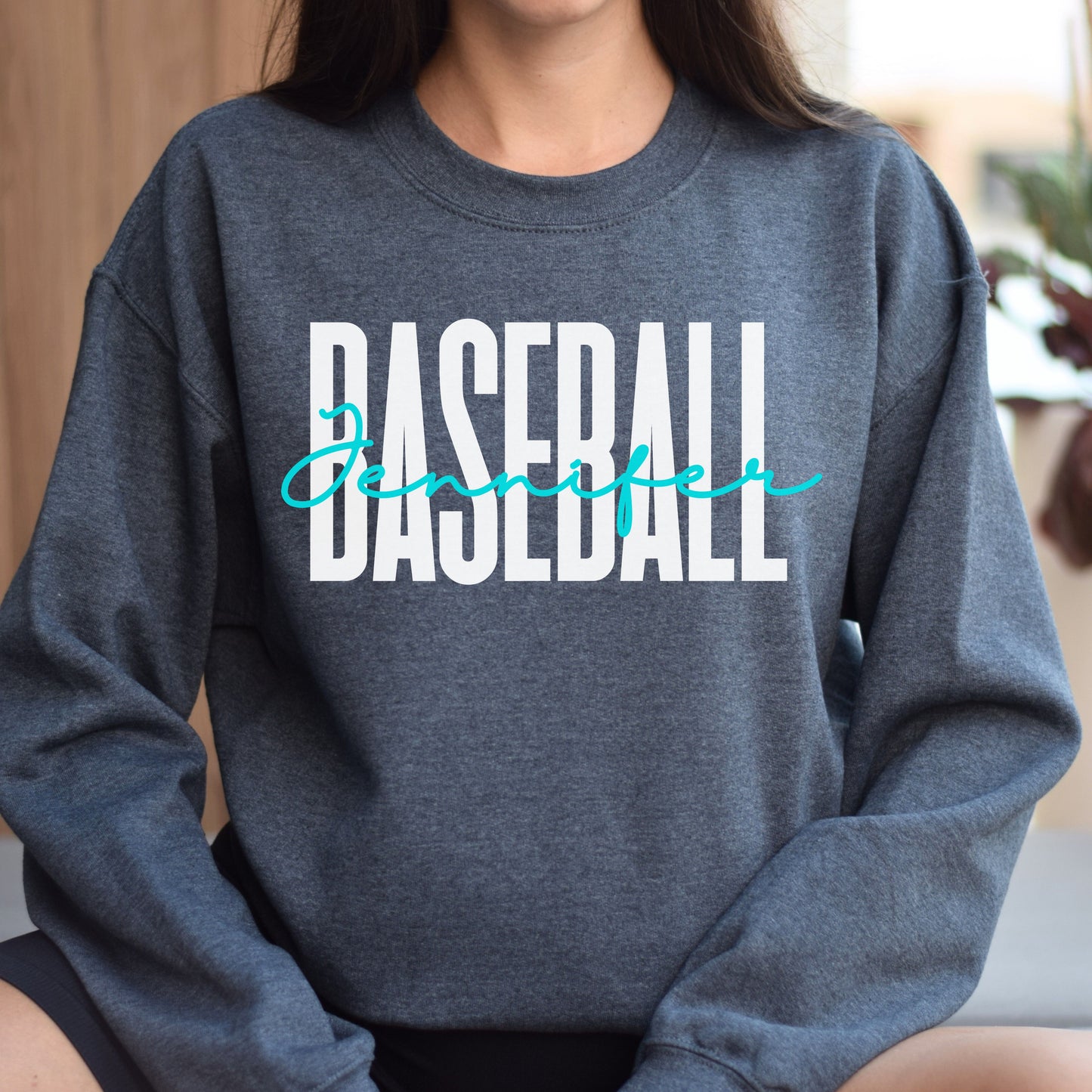 Personalized Baseball Unisex Sweatshirt Custom name baseball player Sand Black Dark Heather-Dark Heather-Family-Gift-Planet