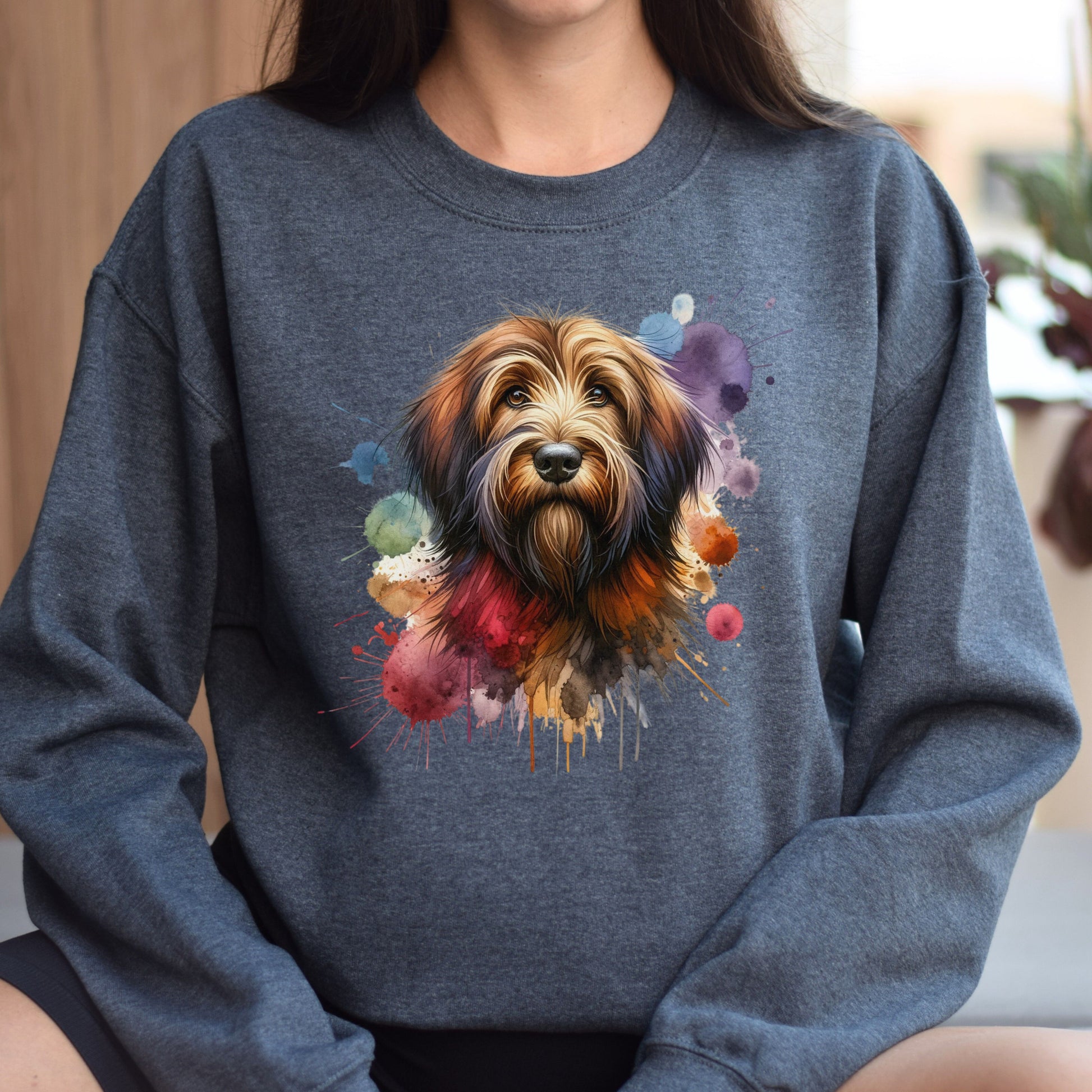 Otterhound Dog mama Color Splash Unisex Sweatshirt Black Navy Dark Heather-Dark Heather-Family-Gift-Planet