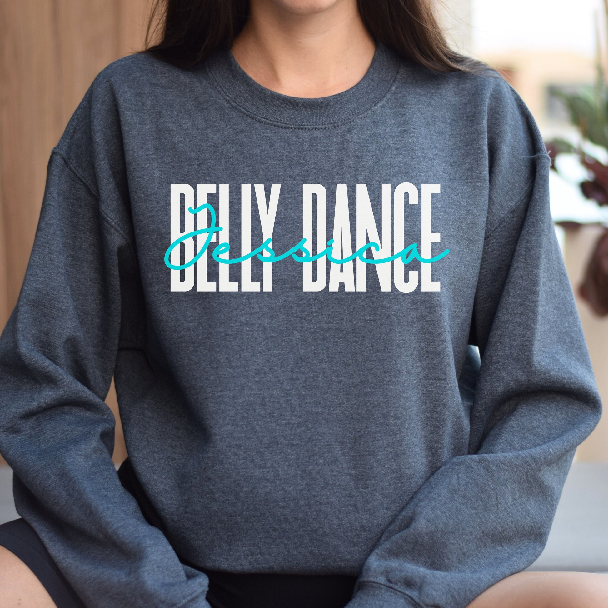 Personalized Belly dance Unisex Sweatshirt Custom name belly dancer Sand Black Dark Heather-Dark Heather-Family-Gift-Planet