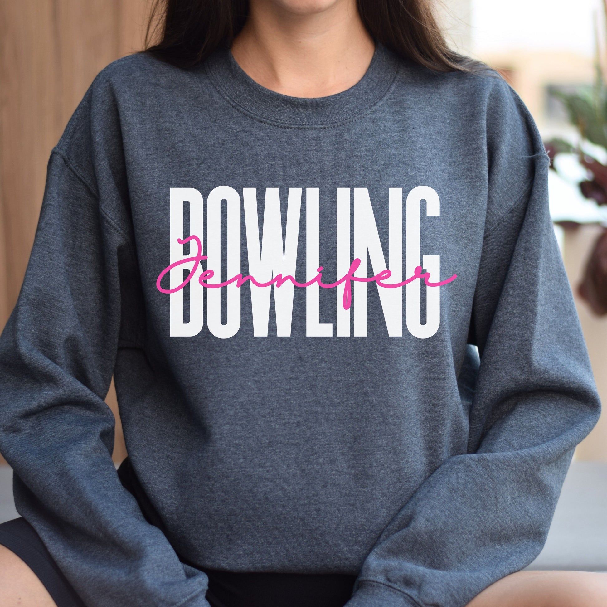 Personalized Bowling Unisex Sweatshirt Custom name Bowler Sand Black Dark Heather-Dark Heather-Family-Gift-Planet