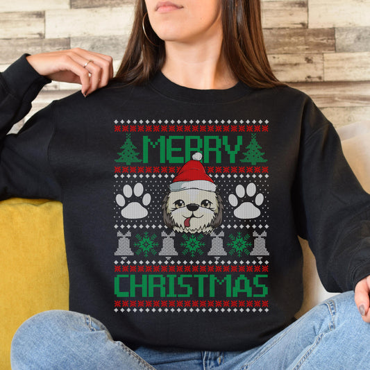 Dog owner Christmas Unisex Sweatshirt Ugly sweater Black Dark Heather-Black-Family-Gift-Planet