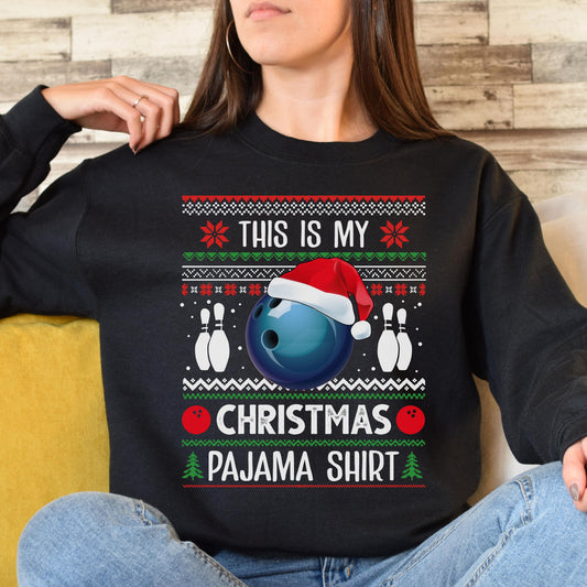 Bowling Christmas Unisex Sweatshirt bowler Ugly sweater Black Dark Heather-Black-Family-Gift-Planet
