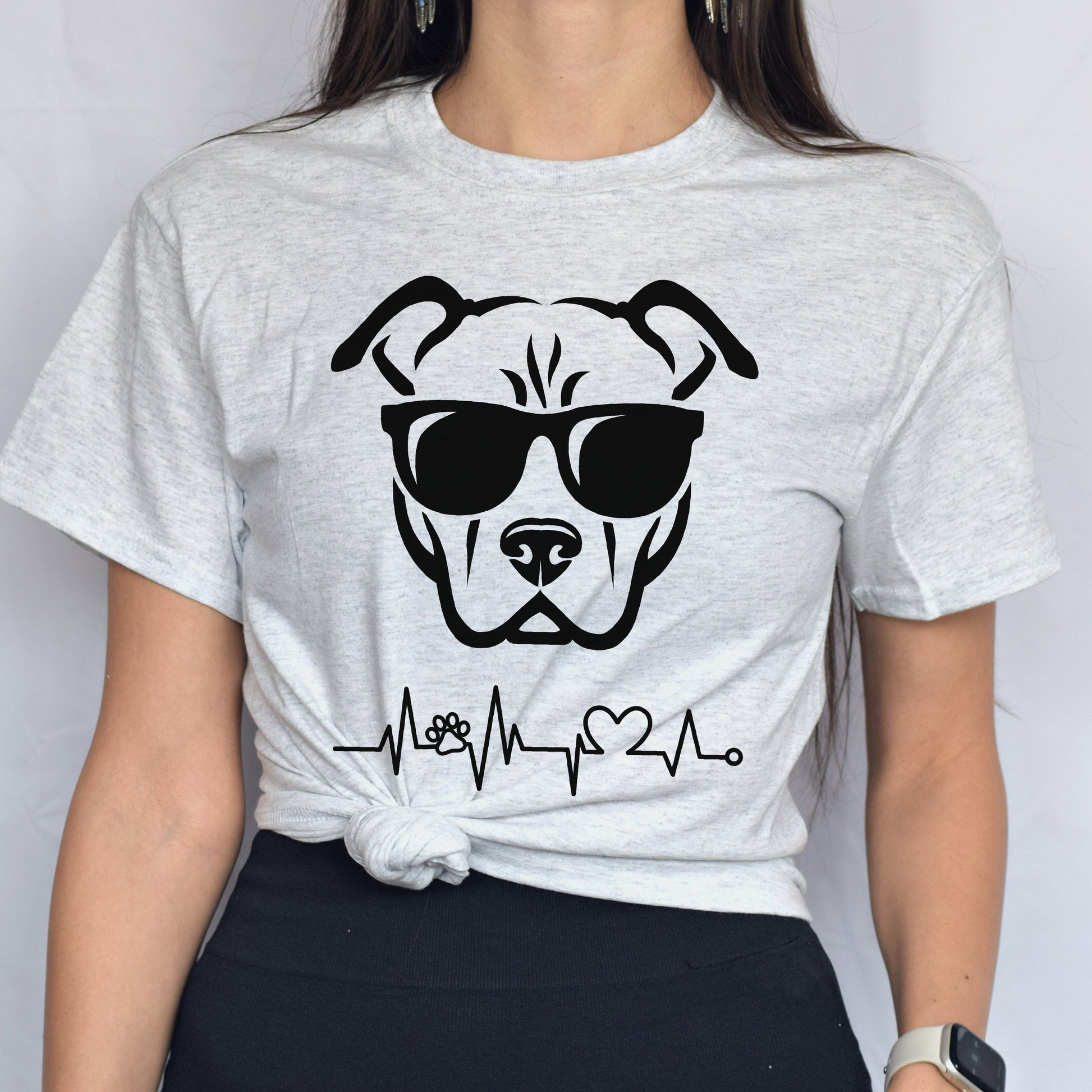 Cool dog heartbeat Unisex shirt dog owner tee White Ash Sand-Ash-Family-Gift-Planet