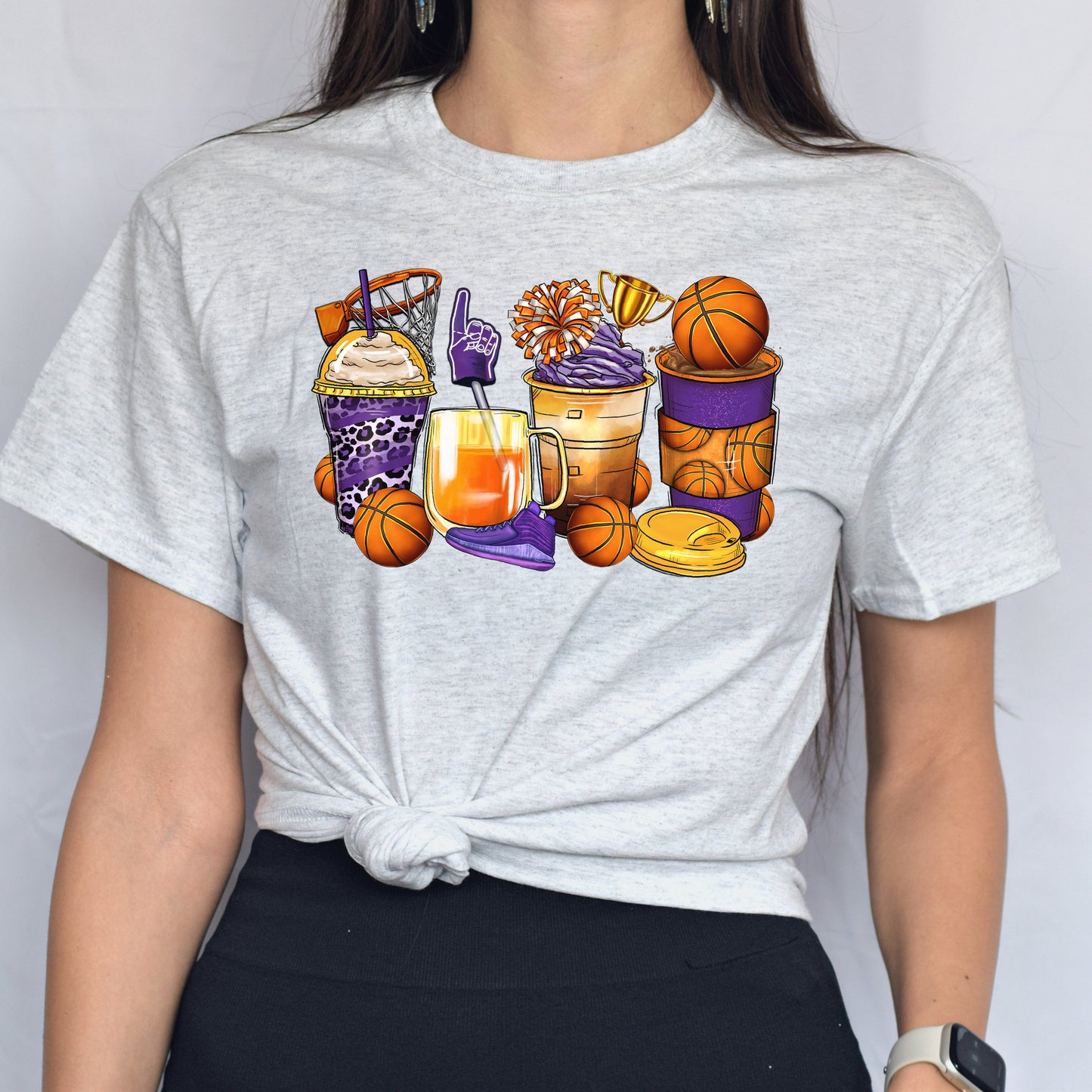 Basketball and coffee cups unisex tshirt basketball lover S-5XL-Family-Gift-Planet