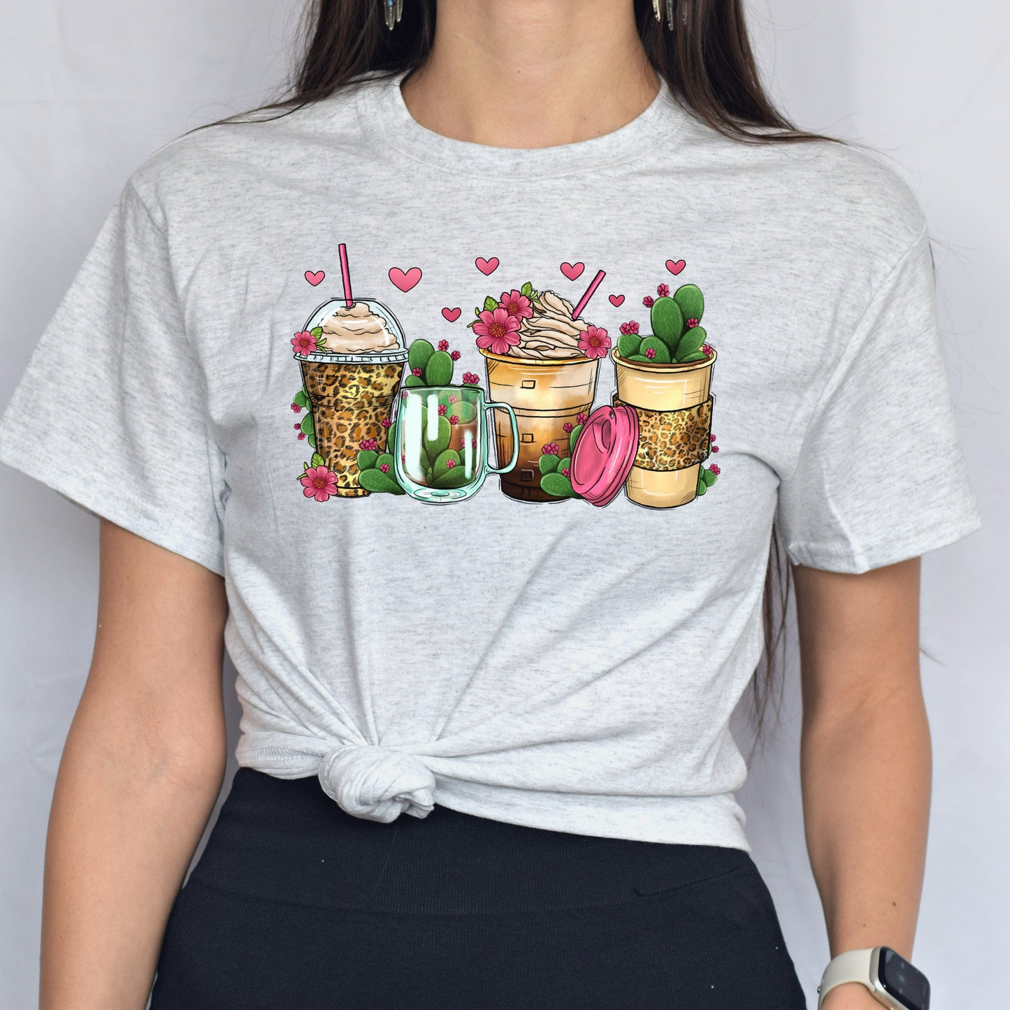 Cactus and coffee cups unisex tshirt cactus lover tee S-5XL-Family-Gift-Planet