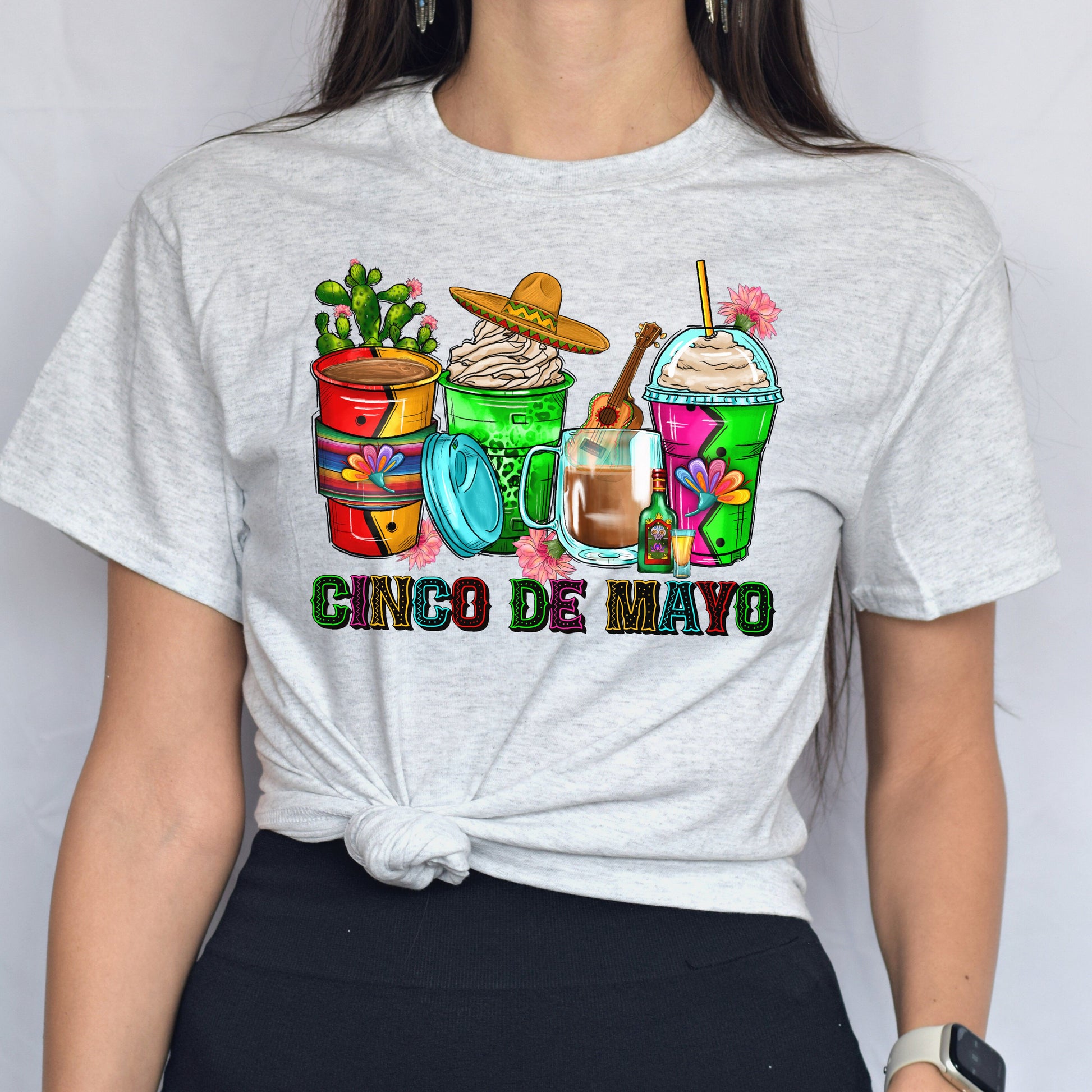 Cinco de mayo coffee cups unisex tshirt Mexican celebration tee S-5XL-Family-Gift-Planet