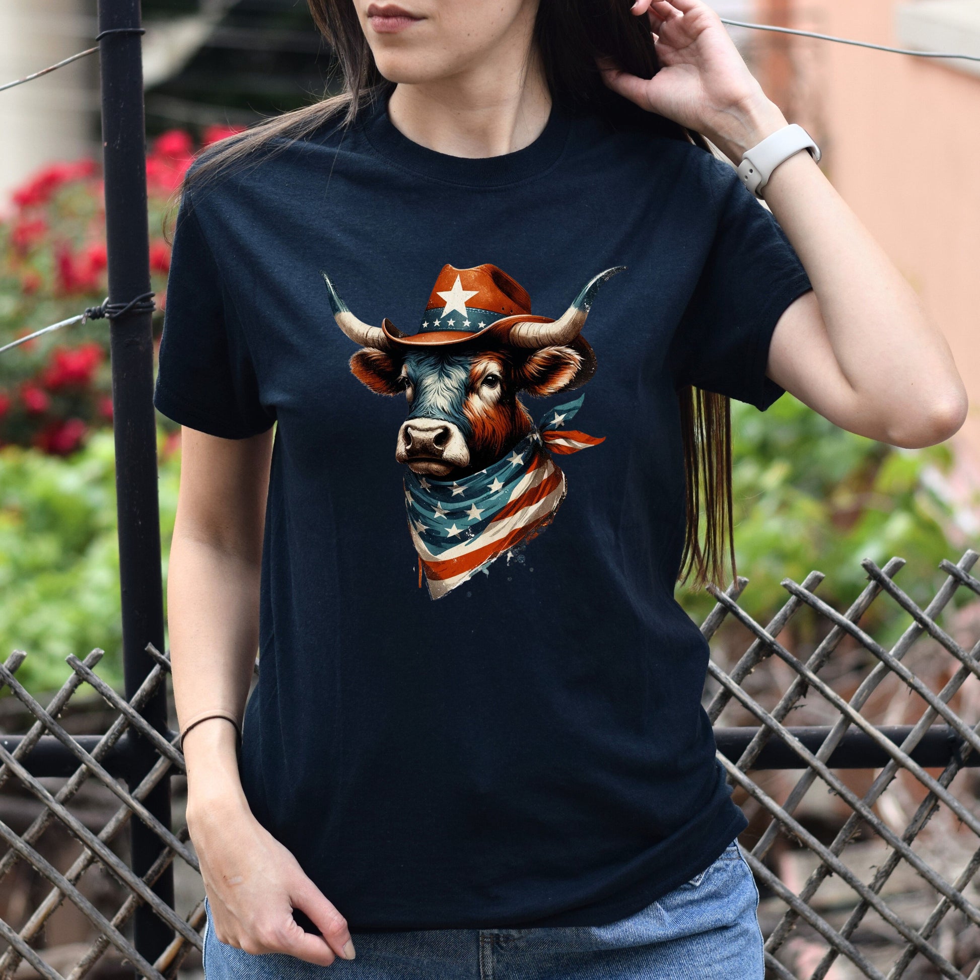 Texas Bull Unisex Tshirt Texas flag American flag patriotic tee Black Navy Dark Heather-Black-Family-Gift-Planet