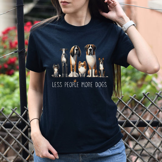 Less people more dogs Unisex T-shirt Dog lover social distance tee Black Navy Dark Heather-Black-Family-Gift-Planet