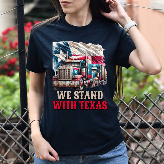 We stand with Texas Unisex Tshirt border truck Texas black-Black-Family-Gift-Planet