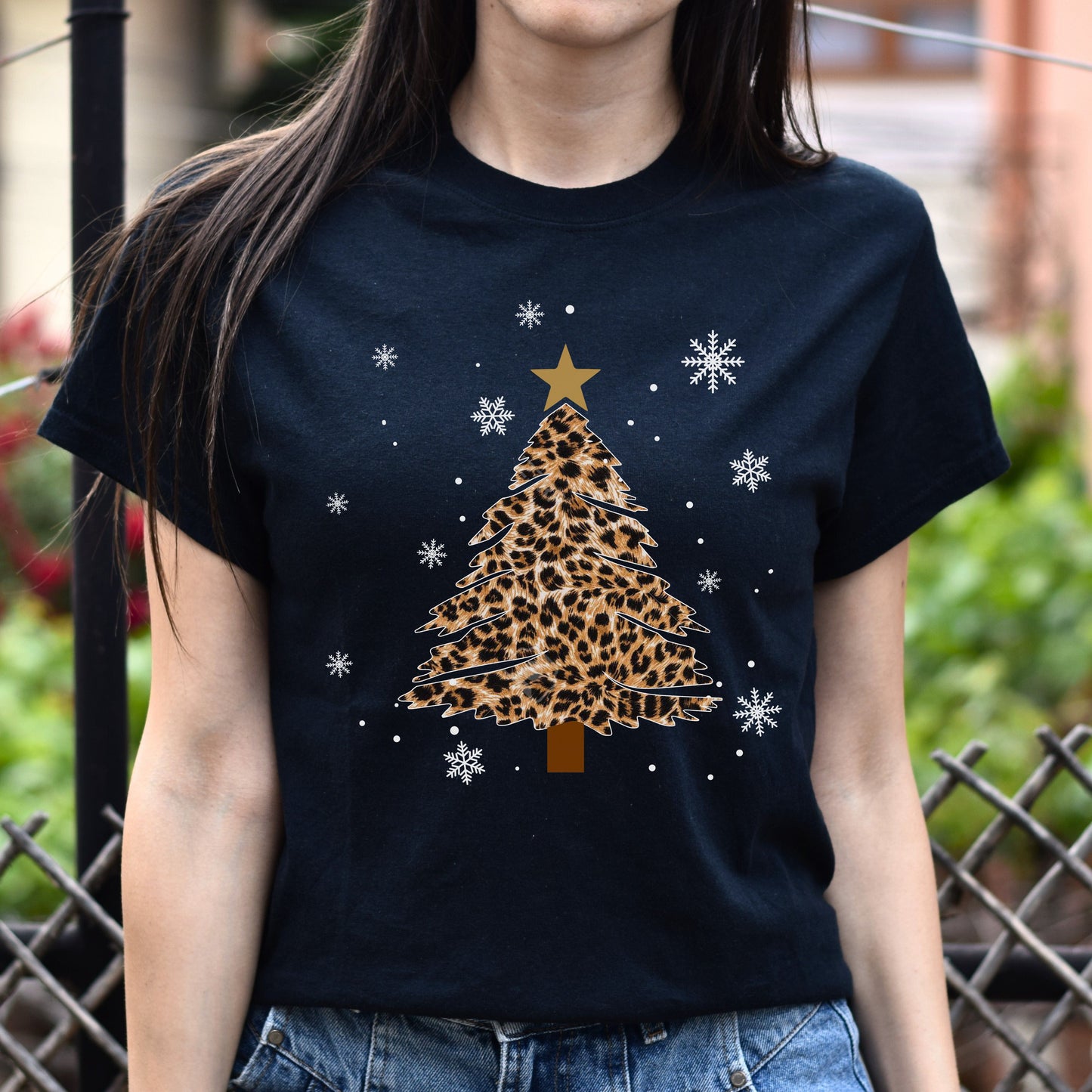 Christmas tree leopard skin Unisex shirt Black Dark Heather-Family-Gift-Planet