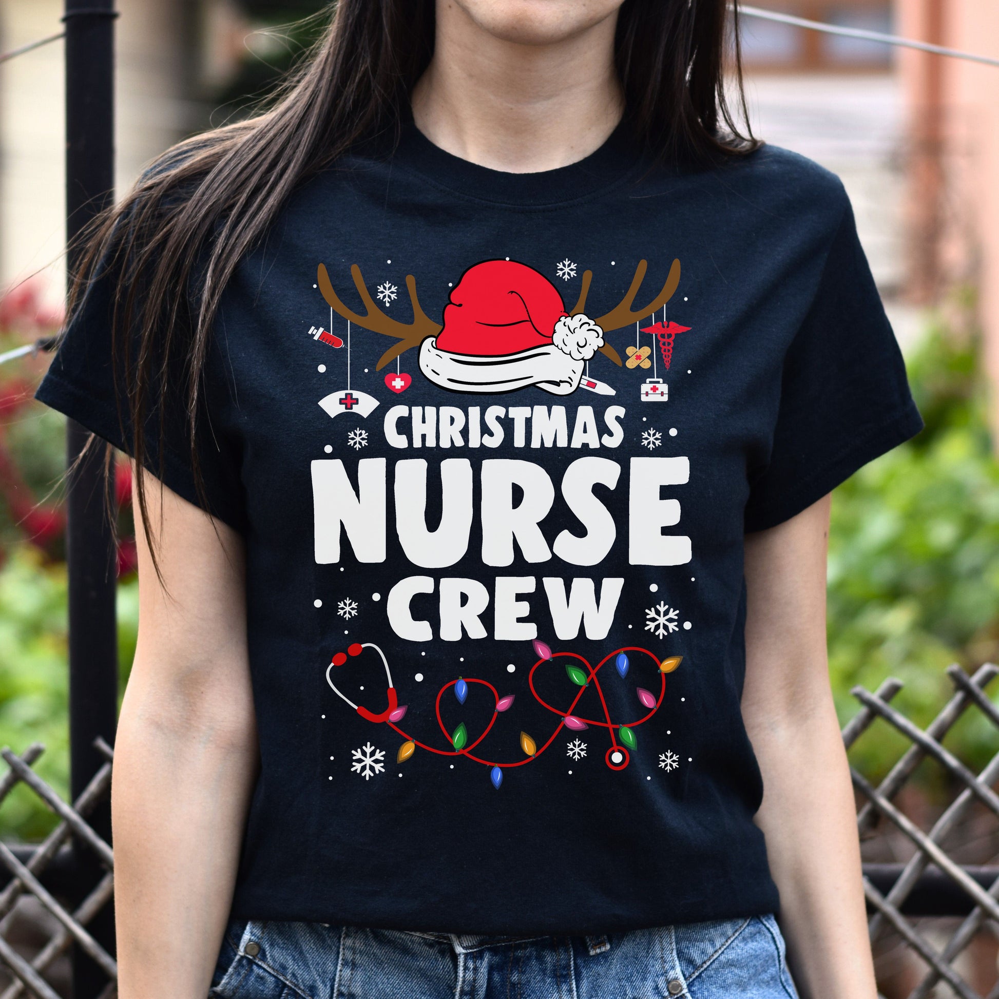 Christmas Nurse Crew Unisex Shirt nurse team Holiday tee Black Dark Heather-Family-Gift-Planet