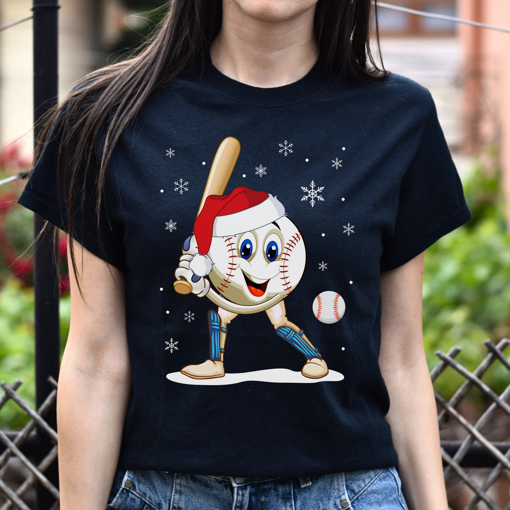 Baseball Christmas Unisex shirt baseball player Holiday tee Black Dark Heather-Family-Gift-Planet