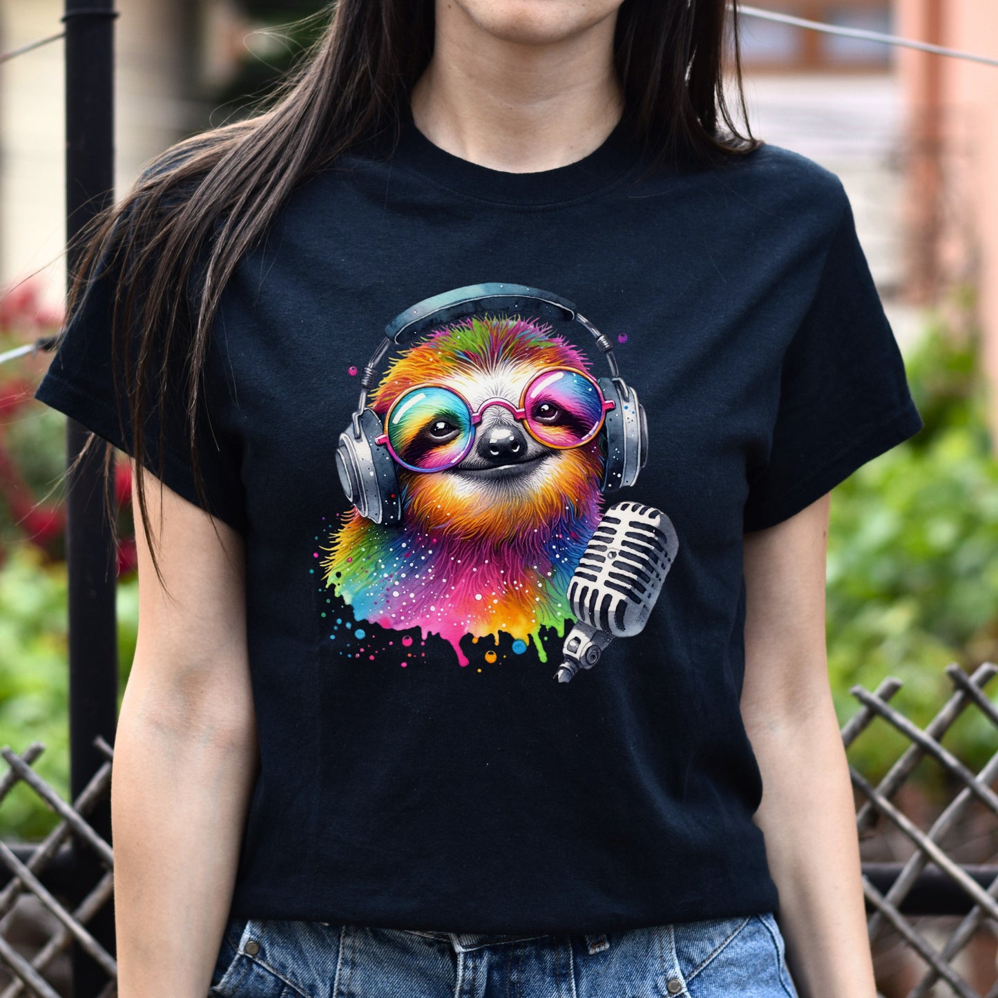 Sloth singer Unisex T-Shirt vocal instructor graduation gift musician tee Black Navy Dark Heather-Black-Family-Gift-Planet