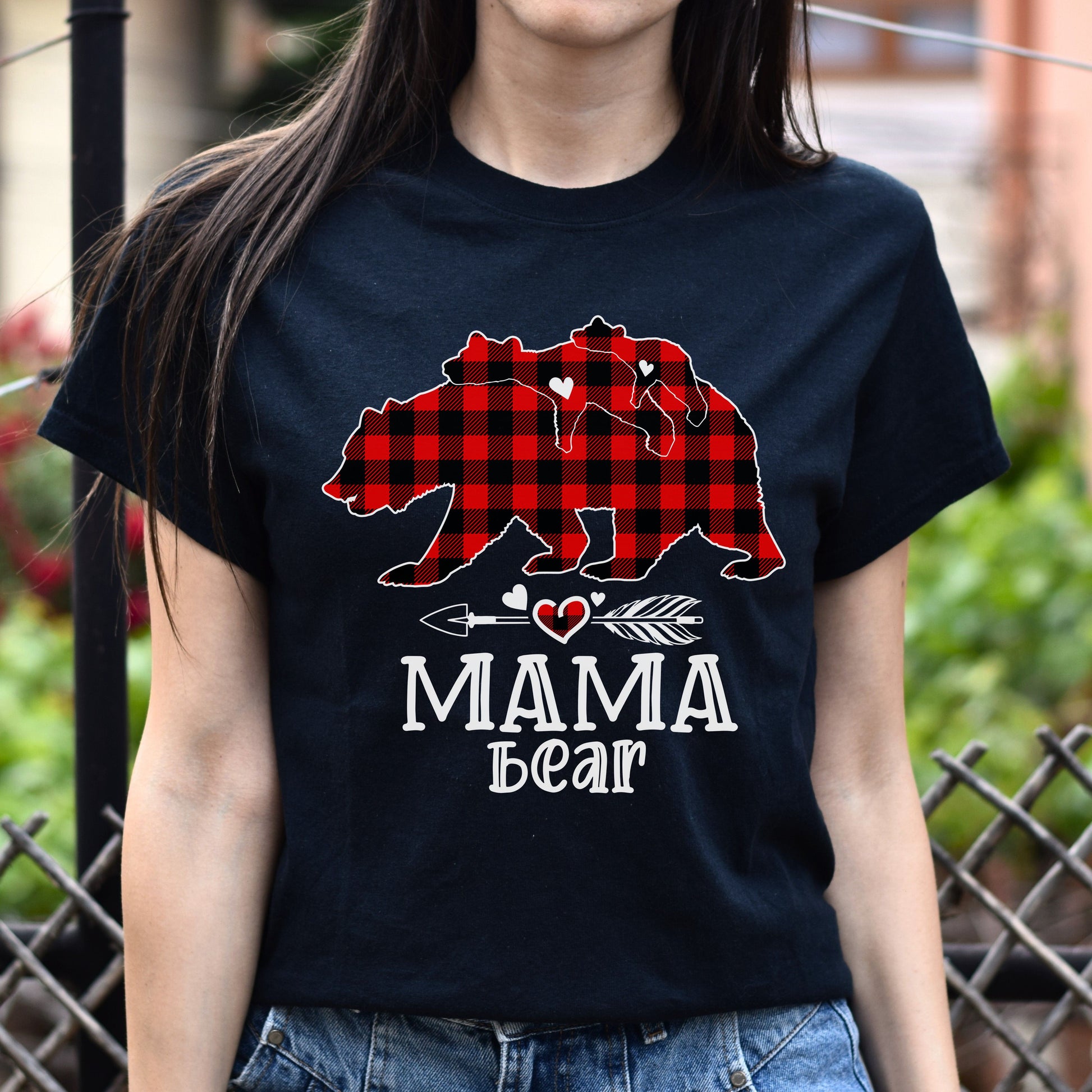 Mama bear Unisex shirt mother bear Holiday tee Black Dark Heather-Family-Gift-Planet