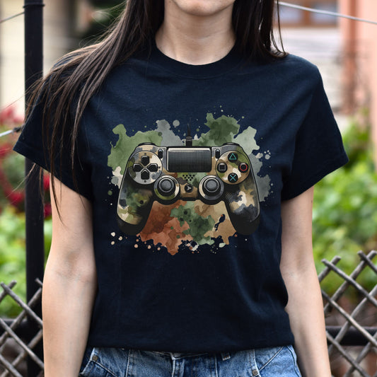 Game console Camo Color Splash Unisex T-shirt gamer tee Black Navy Dark Heather-Black-Family-Gift-Planet