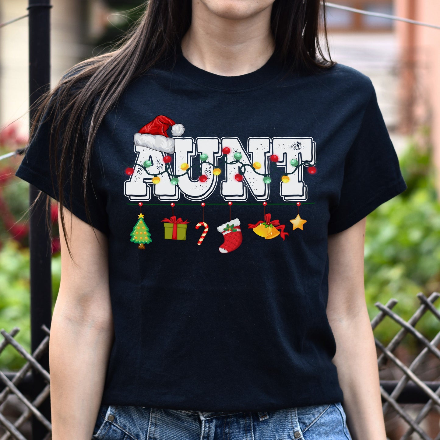 Aunt Christmas Unisex Shirt Auntie Holiday tee Black Dark Heather-Family-Gift-Planet