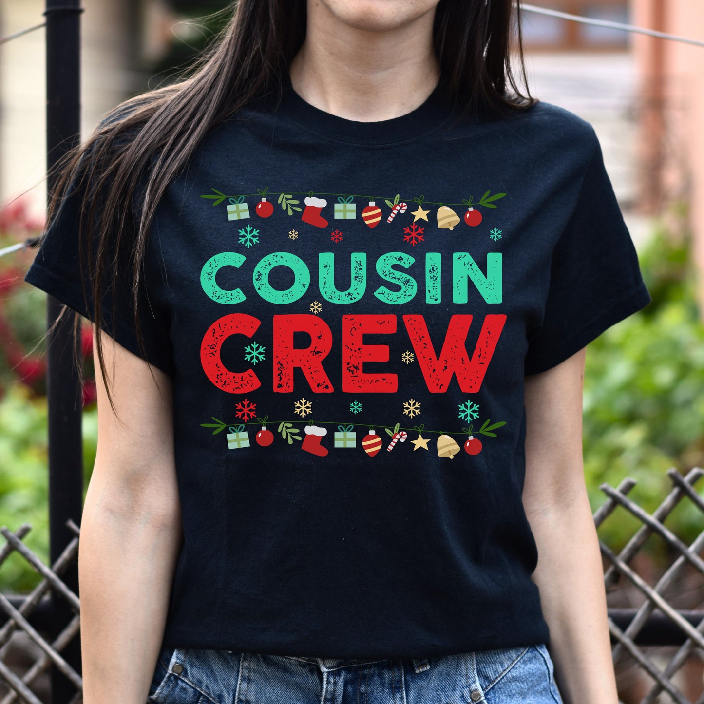 Cousin Crew Christmas Unisex Shirt Christmas party tee Black Dark Heather-Black-Family-Gift-Planet