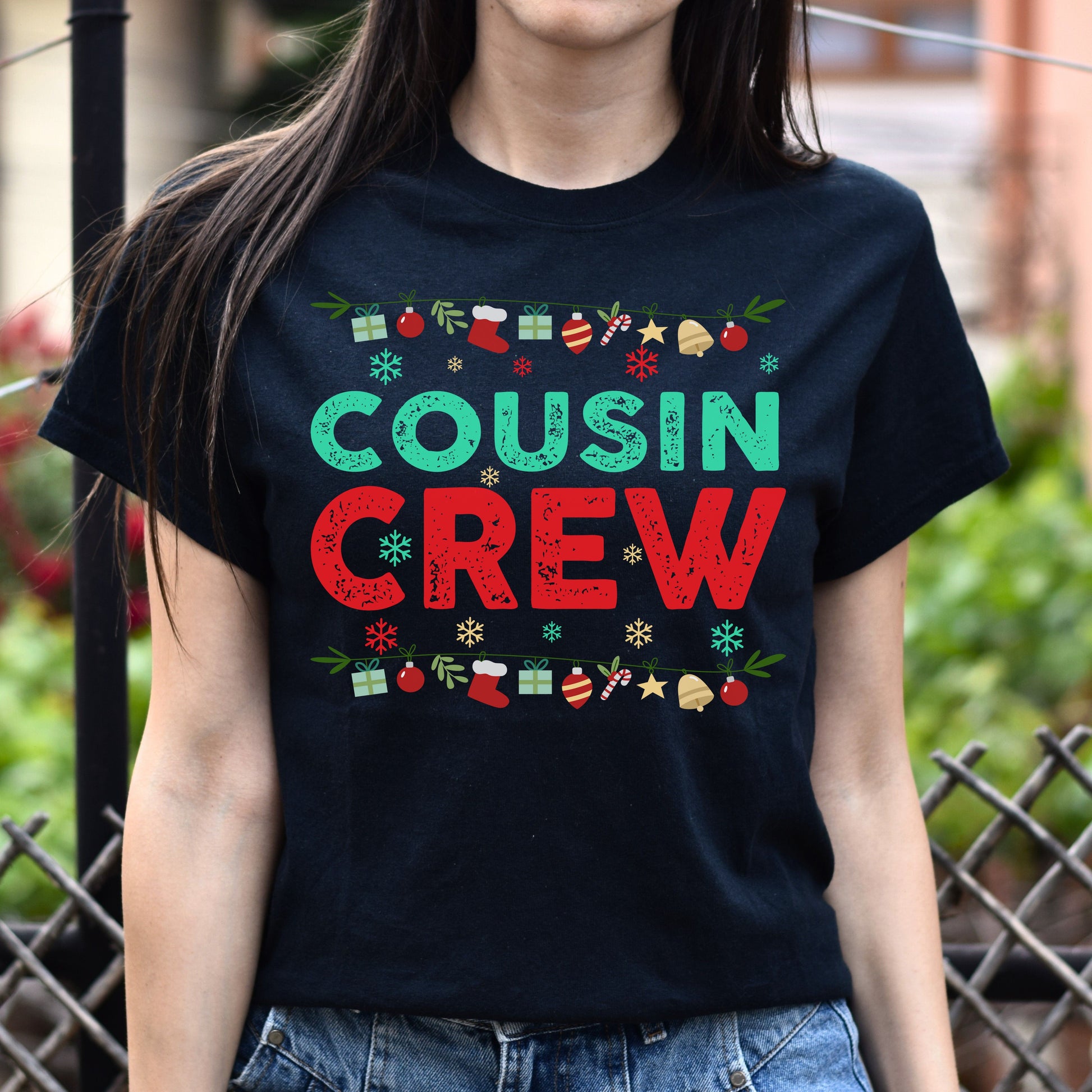 Cousin Crew Christmas Unisex Shirt Christmas party tee Black Dark Heather-Black-Family-Gift-Planet