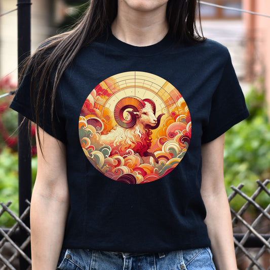 Aries Zodiac sign Artistic Unisex T-shirt Black Navy Dark Heather-Black-Family-Gift-Planet