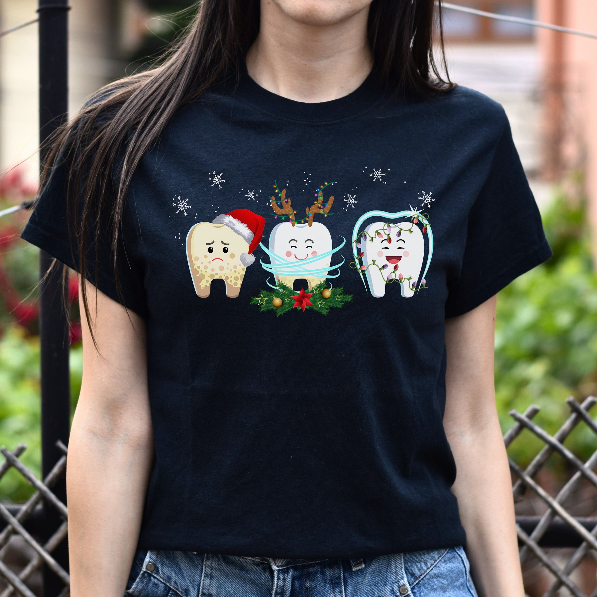 Dentist Christmas Unisex shirt tooth tee Black Dark Heather-Family-Gift-Planet