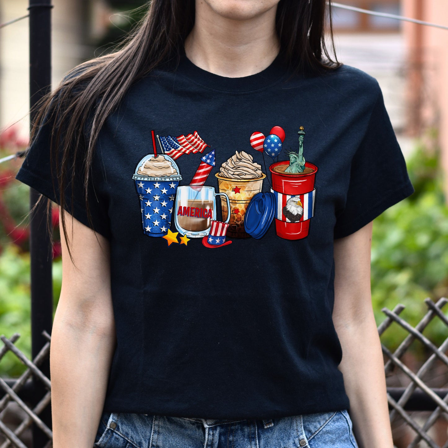 4th of July coffee cups unisex tshirt US Independence day S-5XL-Black-Family-Gift-Planet