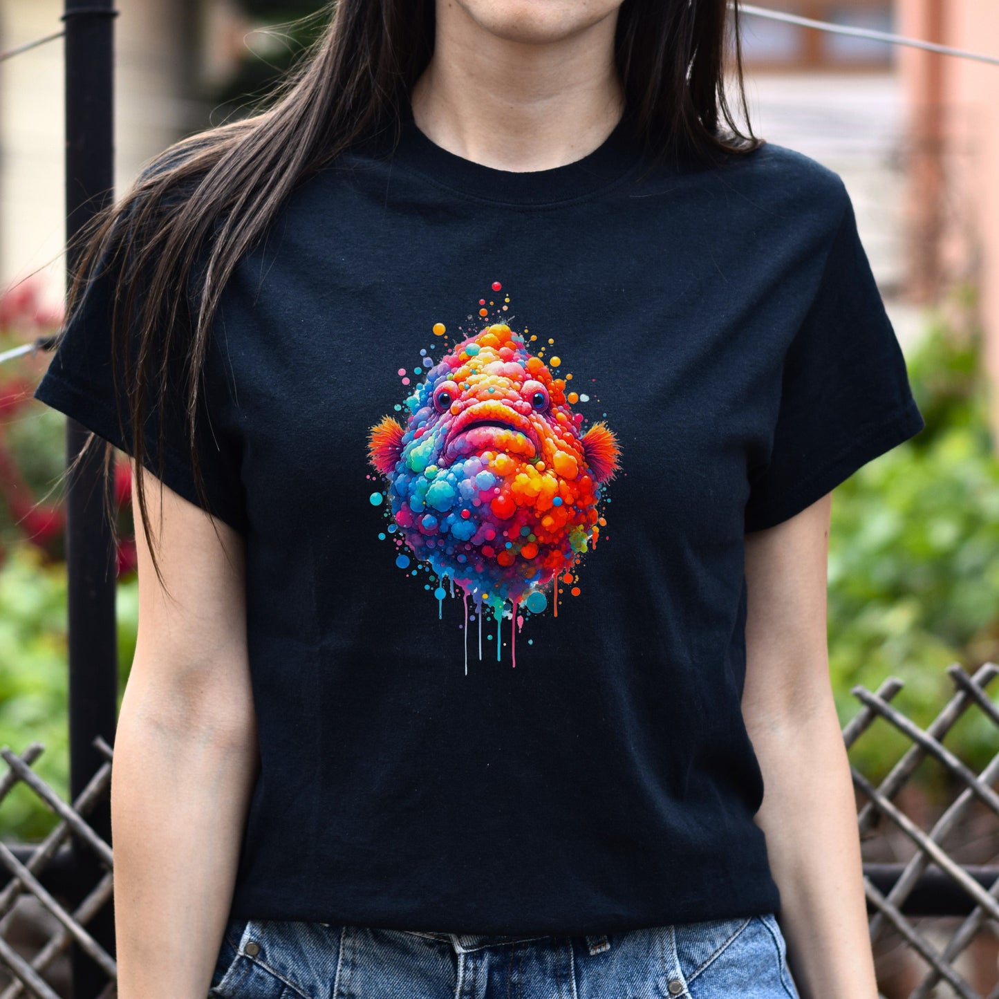 Deep Sea Fish Color Splash Unisex T-shirt Black Navy Dark Heather-Black-Family-Gift-Planet