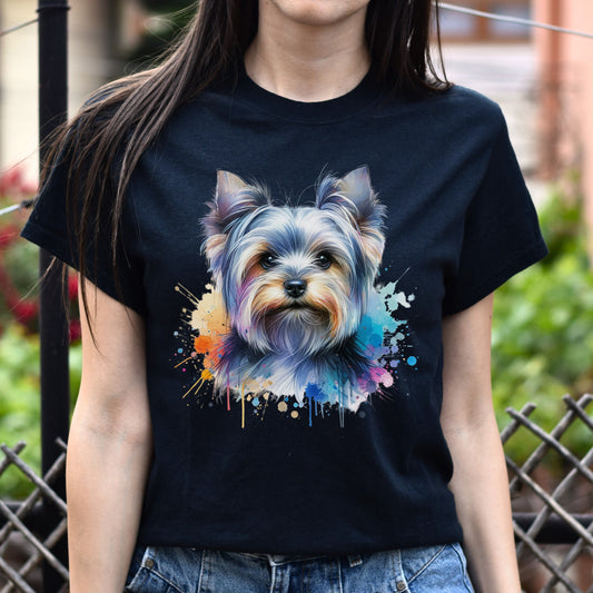 Australian Silky Terrier dog mom Color Splash Unisex T-shirt Black Navy Dark Heather-Black-Family-Gift-Planet