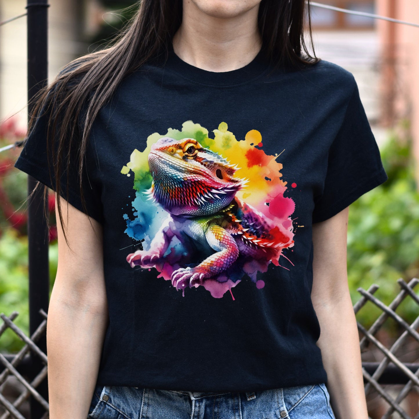 Bearded Dragon mom Color Splash Unisex T-shirt Black Navy Dark Heather-Family-Gift-Planet