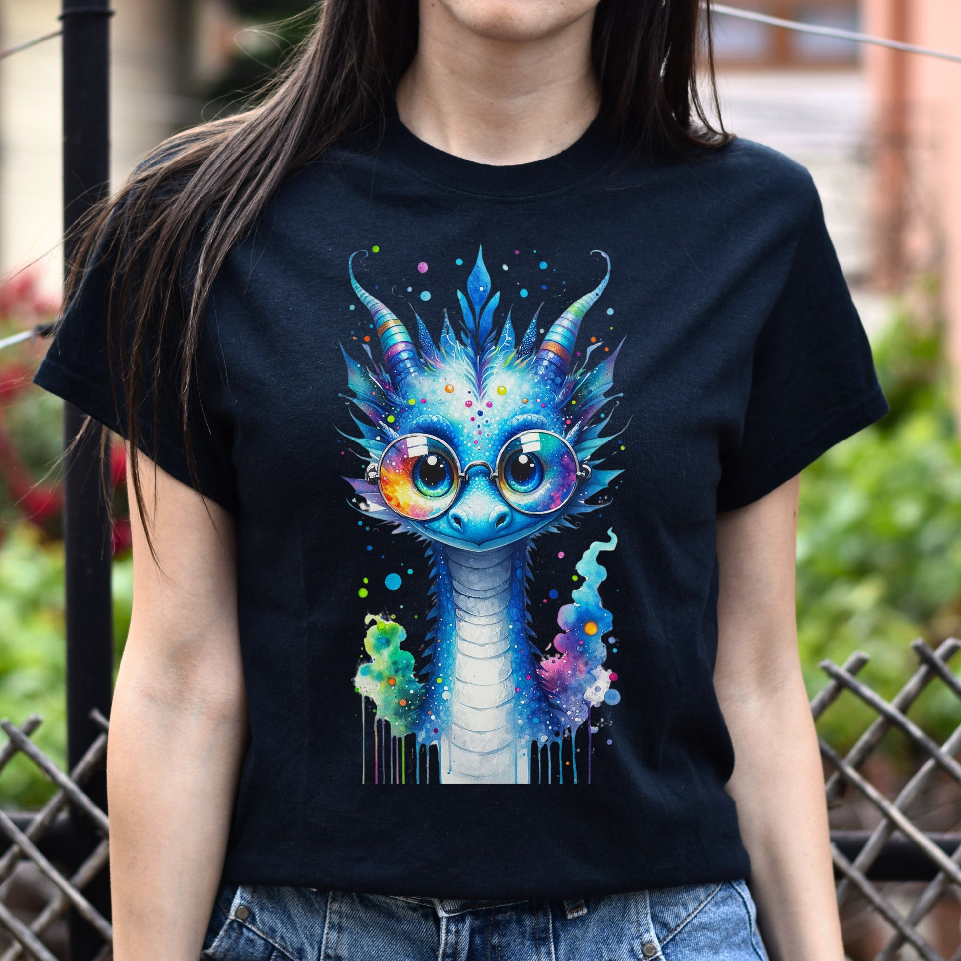 Blue Dragon Color Splash Unisex T-shirt 2024 new year tee-Family-Gift-Planet