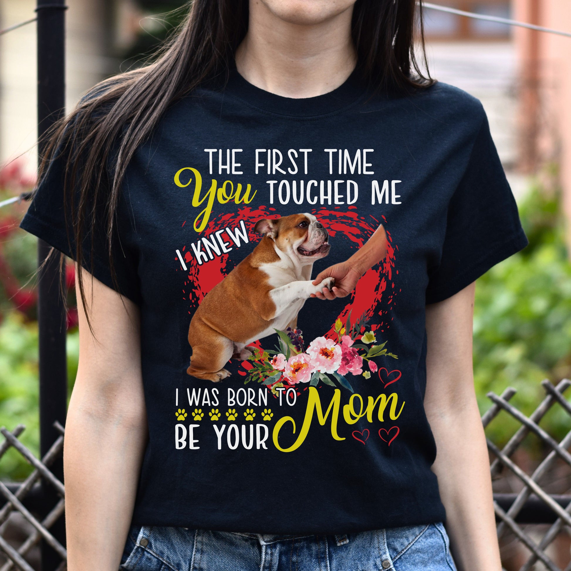 Sentimental dog mom Unisex t-shirt gift born to be dog mom tee-Black-Family-Gift-Planet