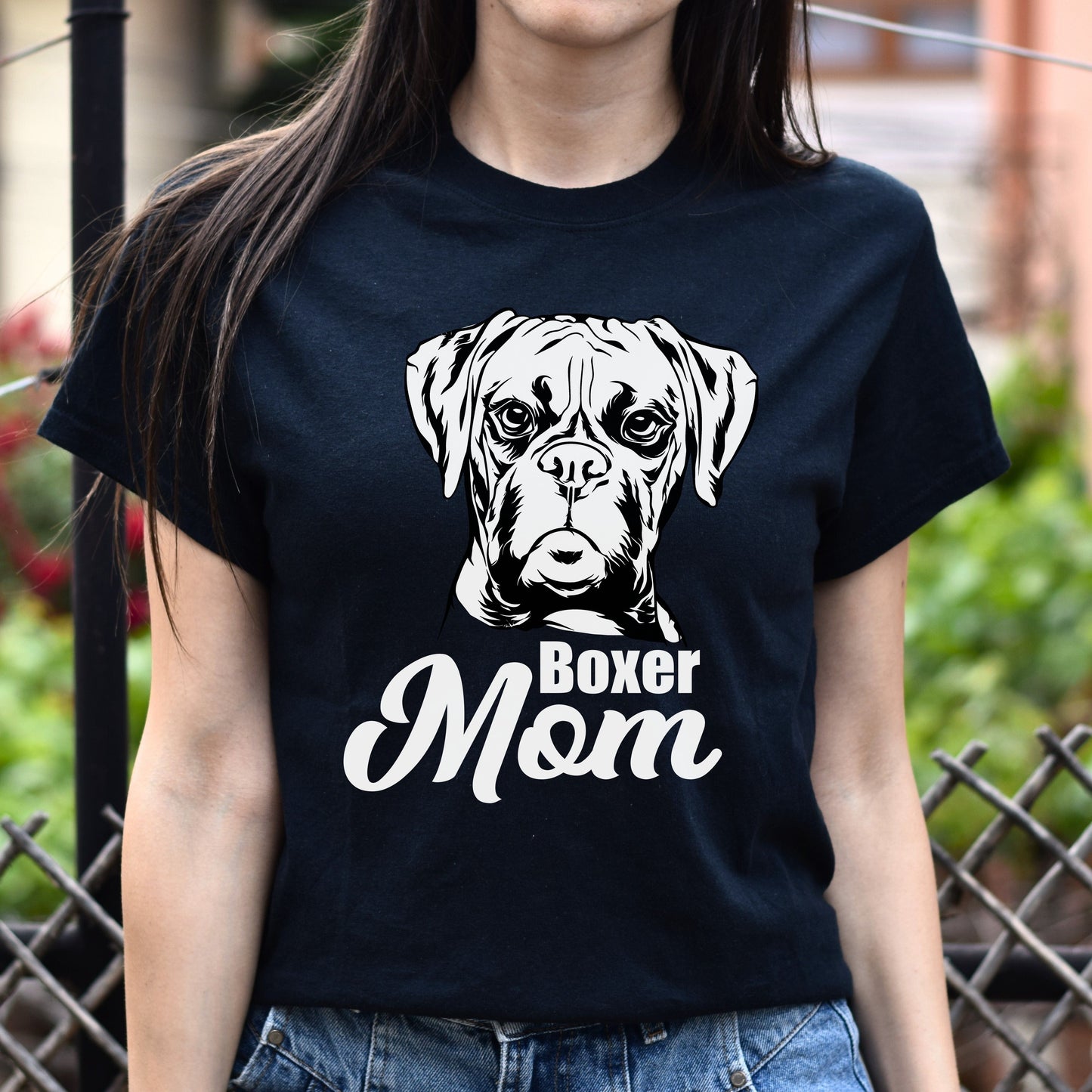 Boxer Mom Unisex T-Shirt gift Boxer dog owner tee black dark heather-Black-Family-Gift-Planet