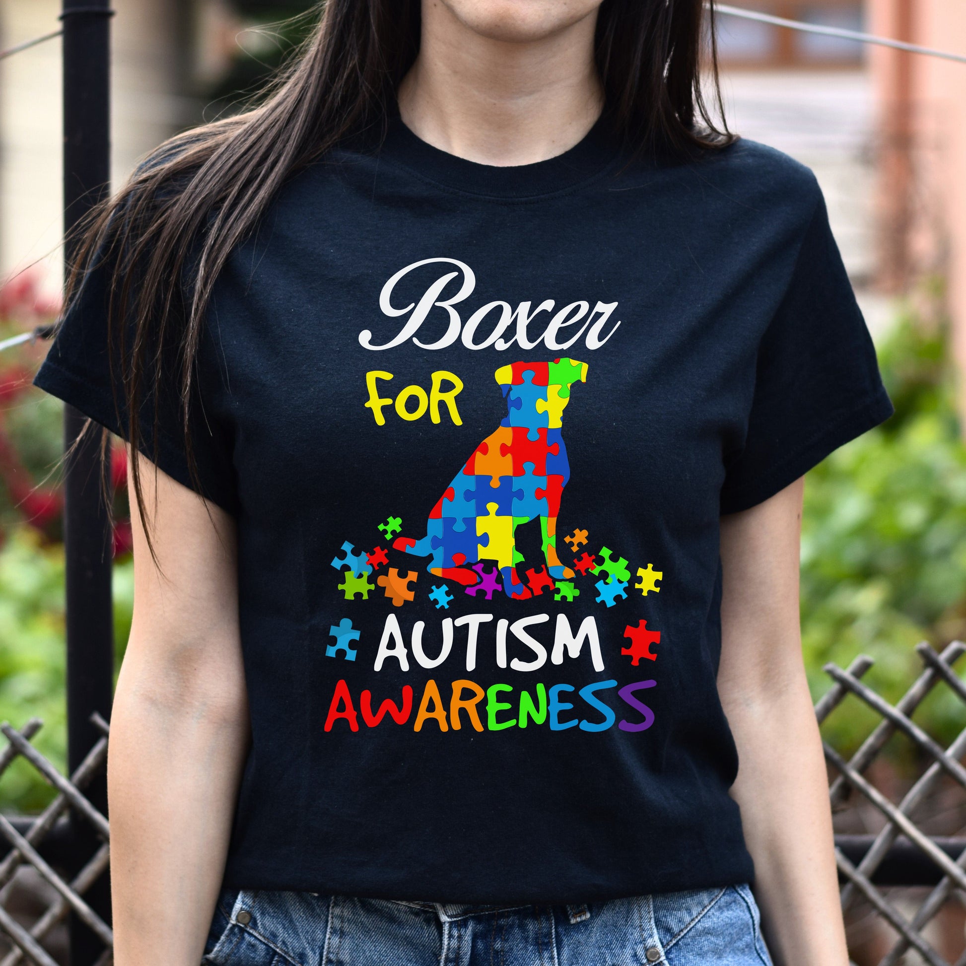 Boxer for autism awareness Unisex T-Shirt gift black dark heather-Family-Gift-Planet