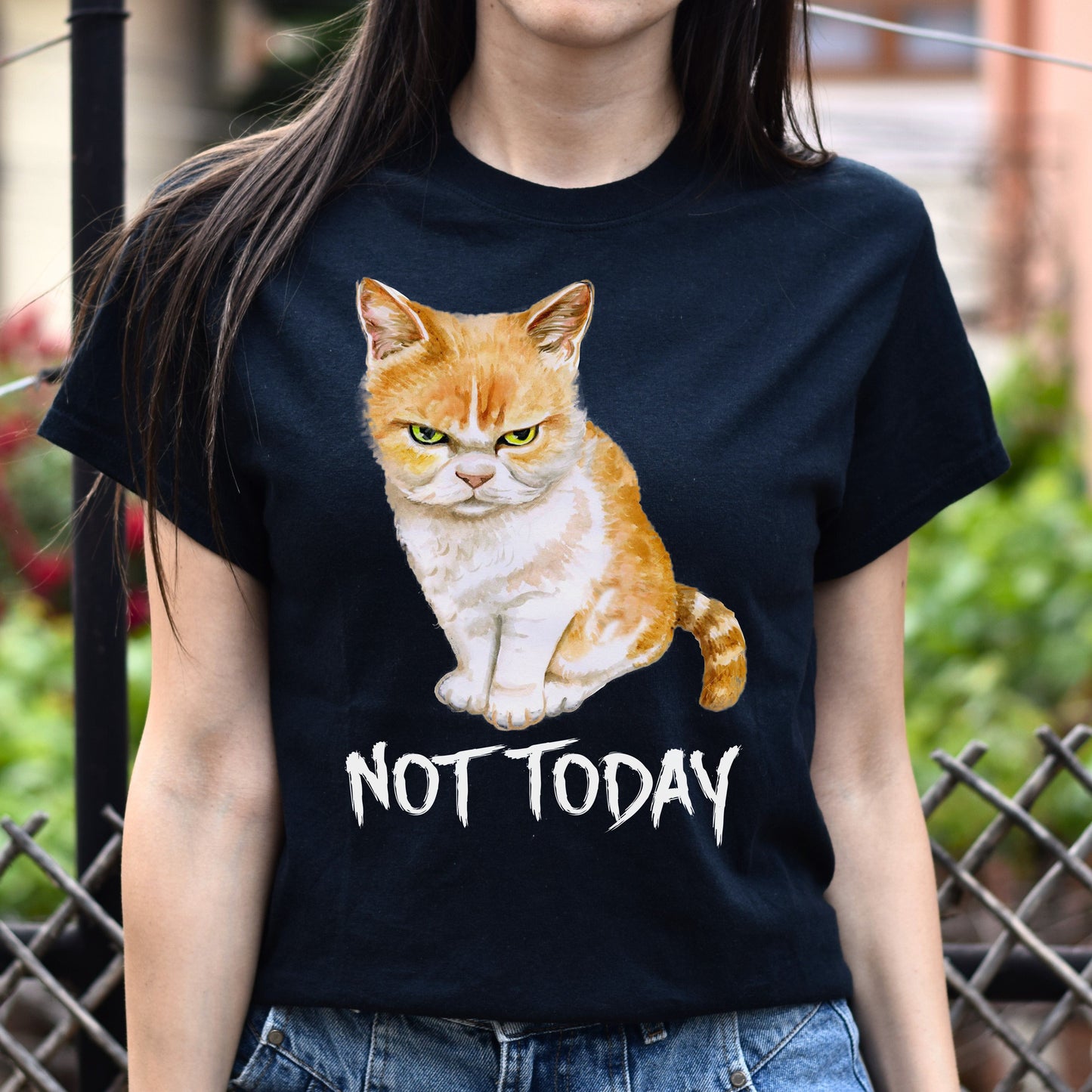 Cat Not Today Unisex shirt grumpy cat tee Black Dark Heather-Family-Gift-Planet