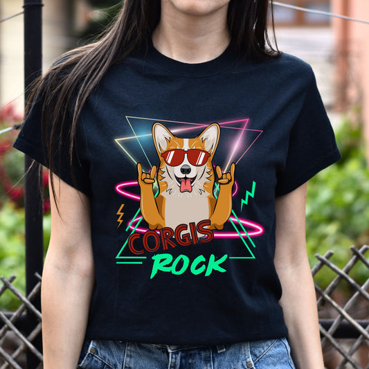 Corgis rock Unisex t-shirt gift corgi mom tee black navy dark heather-Black-Family-Gift-Planet