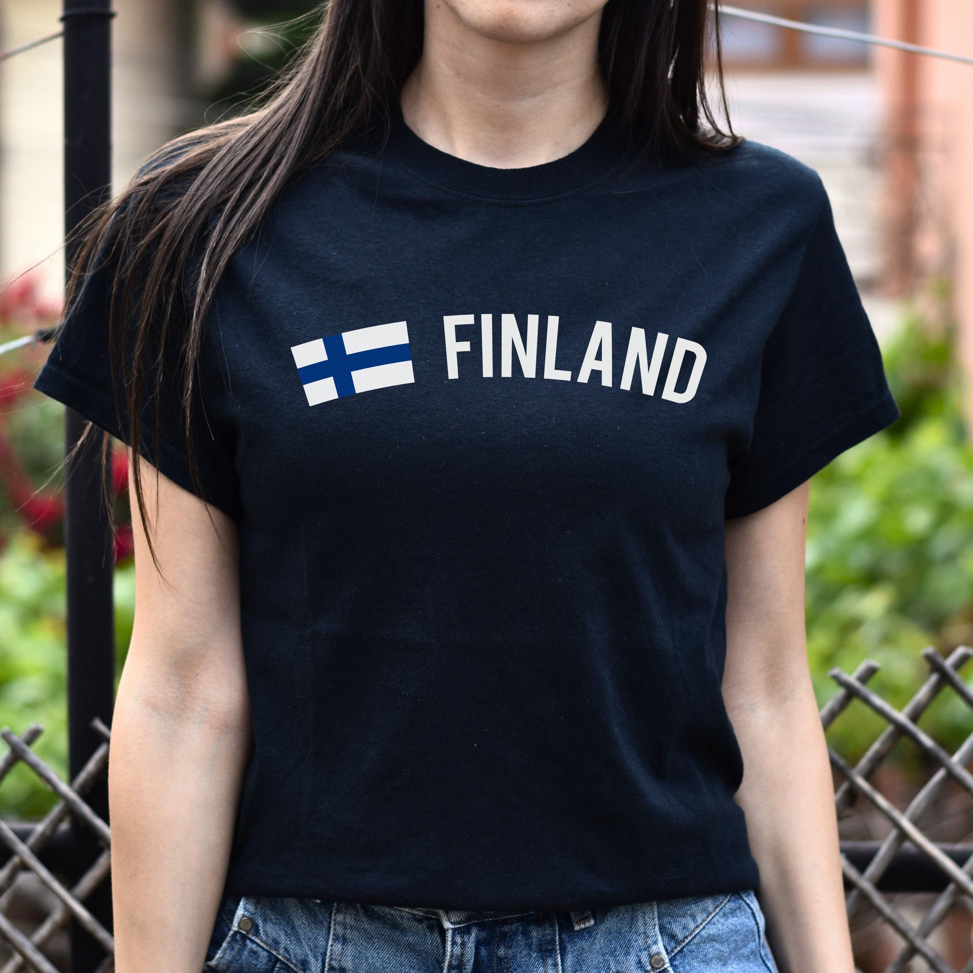 Finland Unisex T-shirt gift Finnish flag tee Helsinki White Black Dark Heather-Black-Family-Gift-Planet