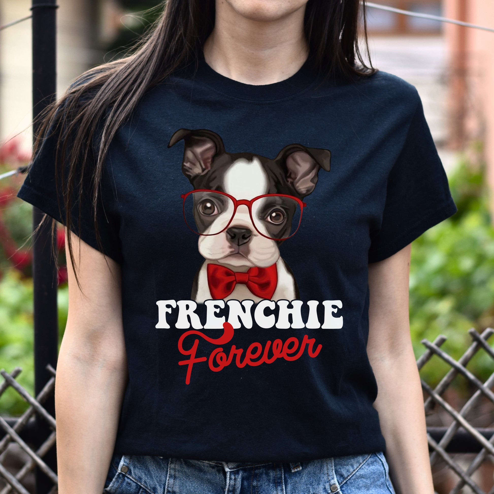 Frenchie forever Unisex t-shirt gift Frenchie mom tee black navy dark heather-Black-Family-Gift-Planet