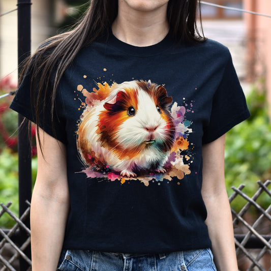 Guinea Pig Color Splash Unisex T-Shirt Black Navy Dark Heather-Black-Family-Gift-Planet