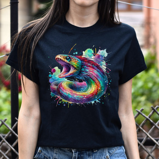 Artistic Gulper Eel Color Splash Unisex T-shirt Black Navy Dark Heather-Black-Family-Gift-Planet
