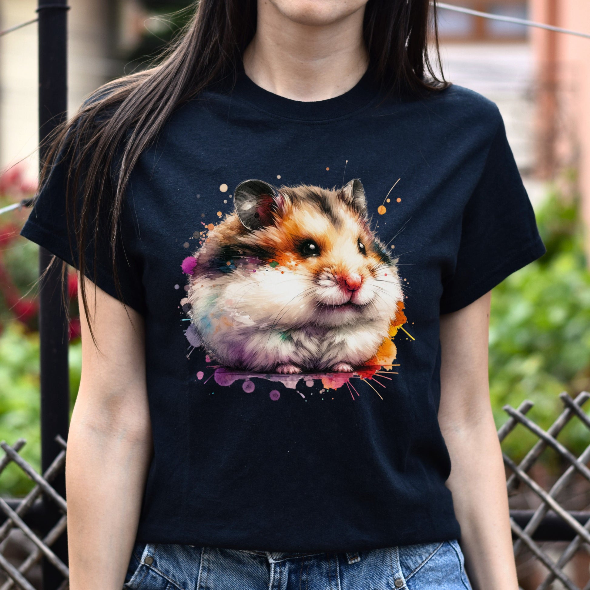 Hamster Color Splash Unisex T-Shirt Black Navy Dark Heather-Black-Family-Gift-Planet