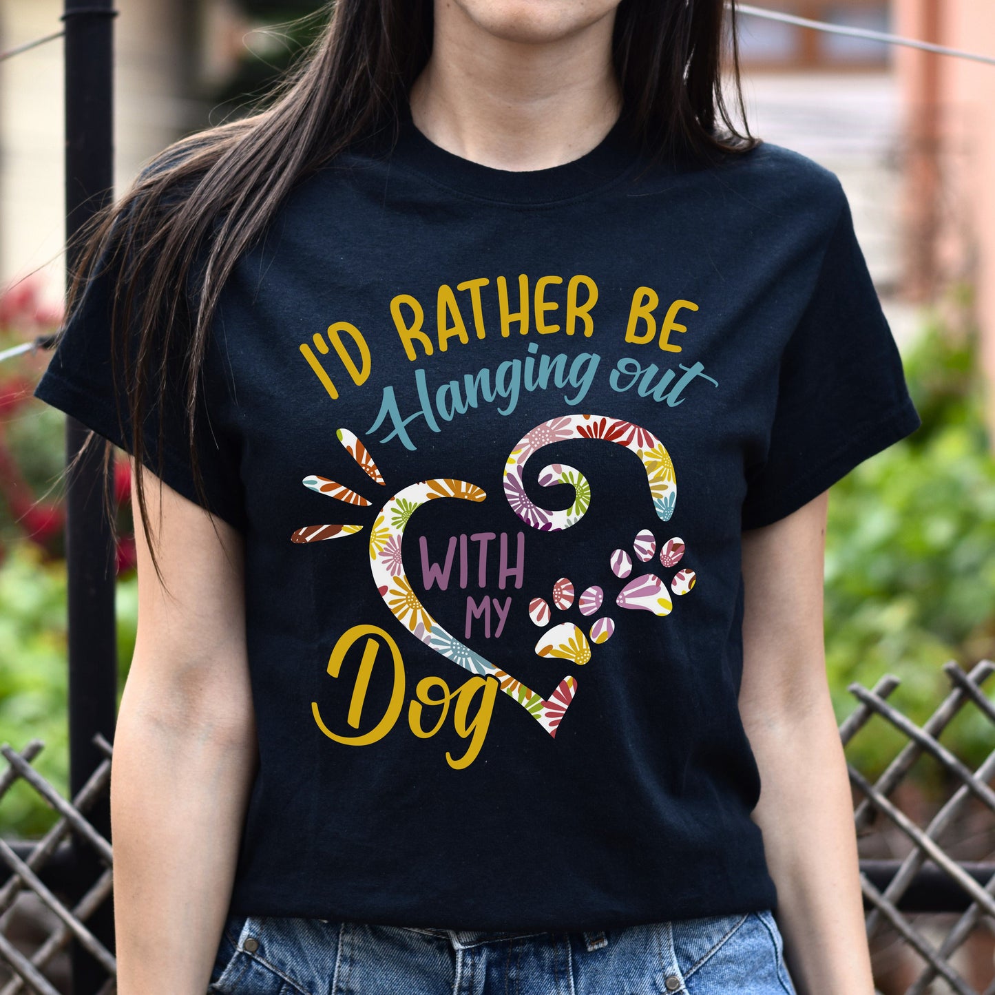 I'd rather be hanging out with my dog Unisex t-shirt gift black navy dark heather-Black-Family-Gift-Planet