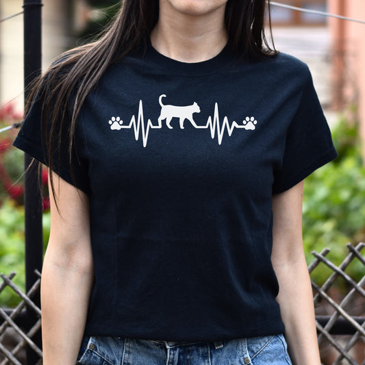 Cat Heartbeat Unisex shirt cat heart beat tee Black Dark Heather-Black-Family-Gift-Planet