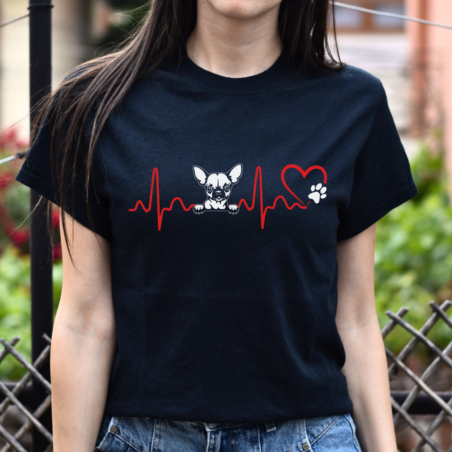 French Bulldog heart beat Unisex t-shirt Dog owner gift black navy dark heather-Family-Gift-Planet