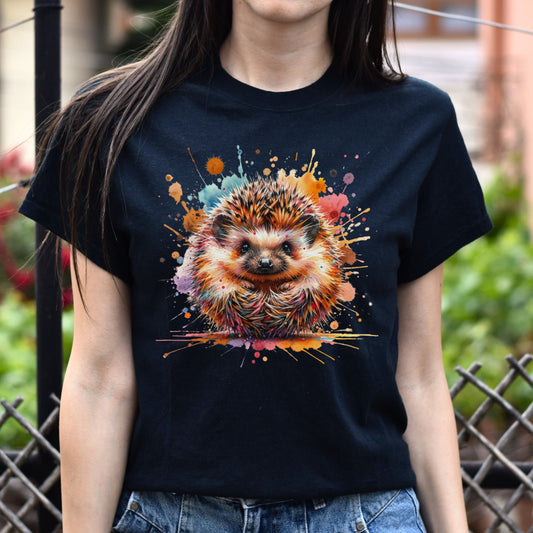 Artistic Hedgehog Color Splash Unisex T-shirt Black Navy Dark Heather-Black-Family-Gift-Planet