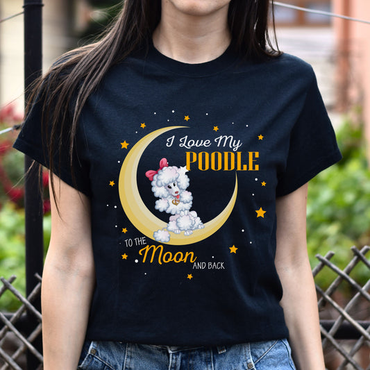 I love my poodle to the moon and back Unisex t-shirt gift black navy dark heather-Black-Family-Gift-Planet