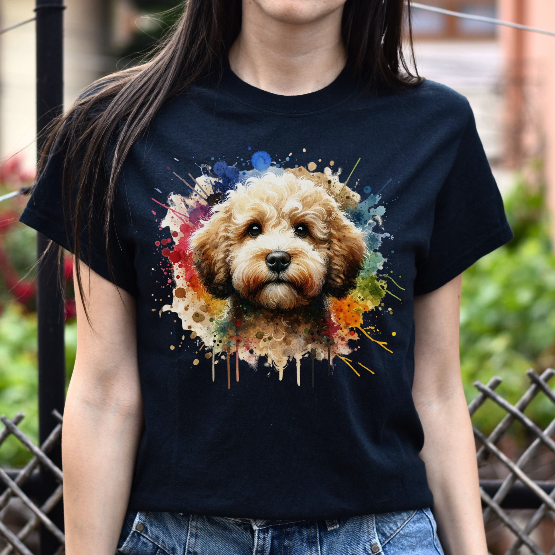 Artistic Lagotto Romagnolo Color Splash Unisex T-shirt Black Navy Dark Heather-Family-Gift-Planet