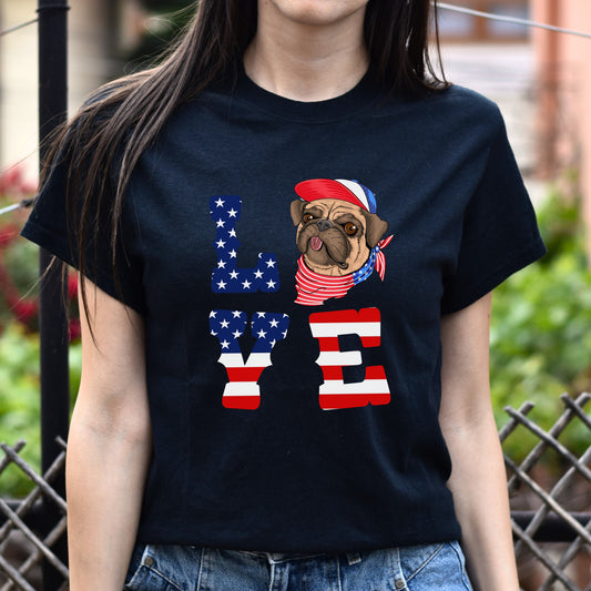 Love Dog Us flag Unisex T-Shirt gift American dog owner tee black dark heather-Black-Family-Gift-Planet
