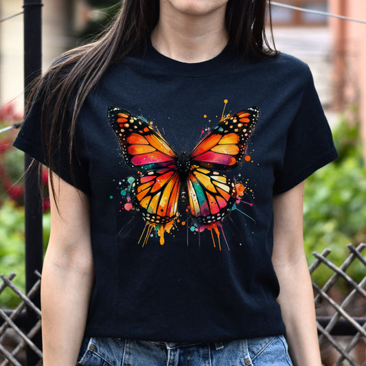 Monarch Color Splash Unisex T-Shirt Black Navy Dark Heather-Black-Family-Gift-Planet