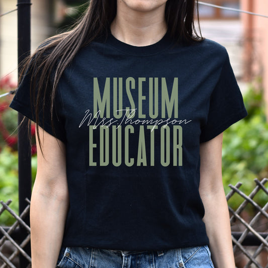 Museum Educator T-Shirt gift School Museum Customized Unisex tee Black Navy Dark Heather-Black-Family-Gift-Planet