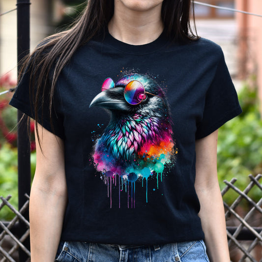 Neon Raven Color Splash Unisex T-shirt Black Navy Dark Heather-Black-Family-Gift-Planet
