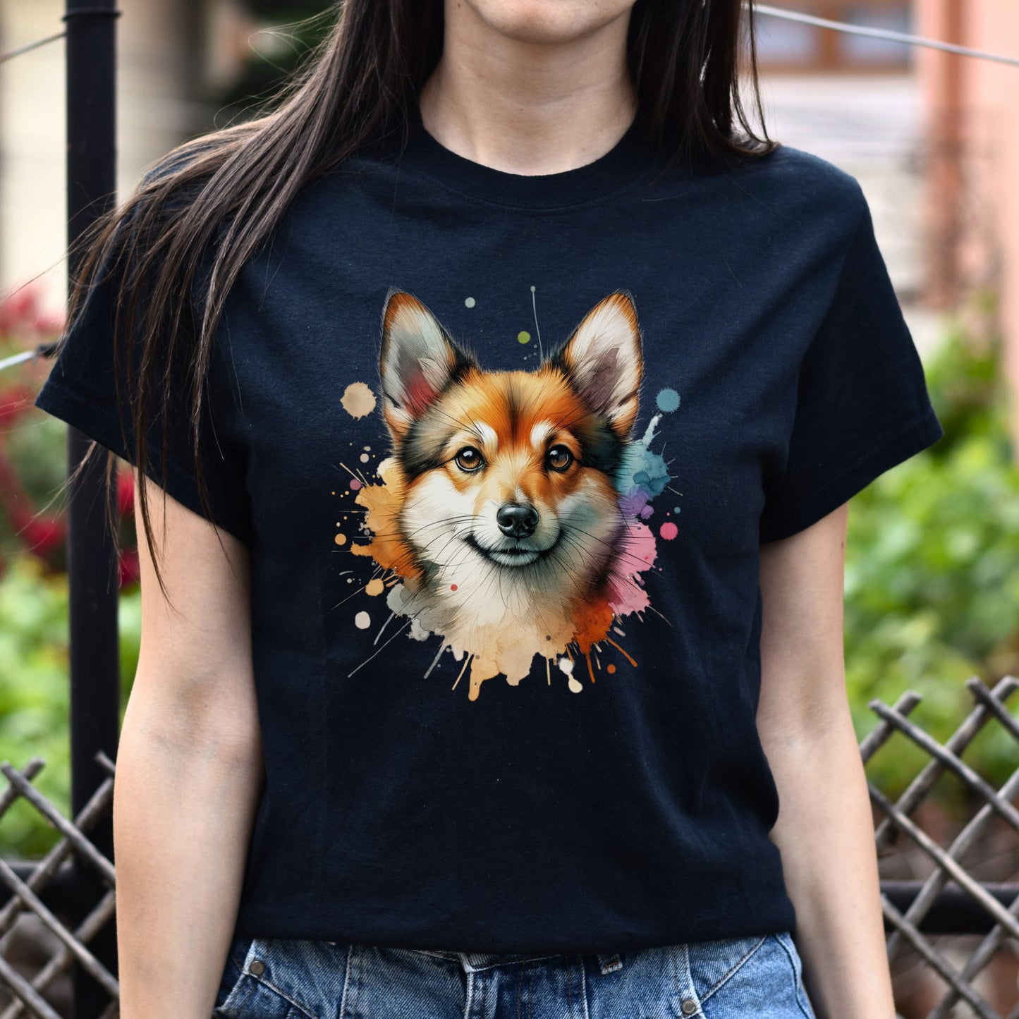 Norwegian Lundehund dog mom Color Splash Unisex T-shirt Black Navy Dark Heather-Family-Gift-Planet